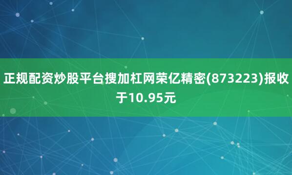 正规配资炒股平台搜加杠网荣亿精密(873223)报收于10.95元