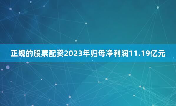 正规的股票配资2023年归母净利润11.19亿元